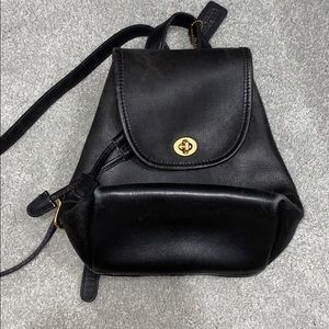 Black leather COACH backpack
